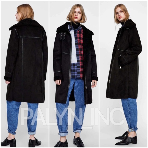 ❤️ LAST size S ZARA LONG FAUX SUEDE COAT - Picture 8 of 14